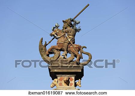 "Column with equestrian monument of St. George on the market square, Rothenburg ob der Tauber, Romantic Road, Middle Franconia, Franconia, Bavaria, Germany, Europe" View Large Photo Image Stock Photo - "Column with equestrian monument of St. George on the market square, Rothenburg ob der Tauber, Romantic Road, Middle Franconia, Franconia, Bavaria, Germany, Europe". Fotosearch
