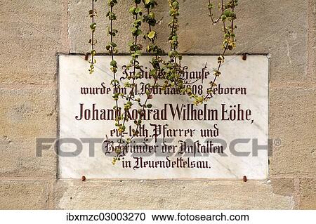 "Commemorative plaque on a facade, birthplace of Wilhelm Lohe, historic district, Fuerth, Middle Franconia, Bavaria, Germany, Europe" View Large Photo Image Stock Image - "Commemorative plaque on a facade, birthplace of Wilhelm Lohe, historic district, Fuerth, Middle Franconia, Bavaria, Germany, Europe". Fotosearch