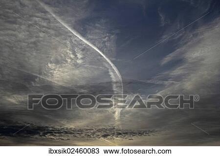 "Contrails in the sky, Upper Swabia, Germany, Europe" View Large Photo Image Stock Image - "Contrails in the sky, Upper Swabia, Germany, Europe". Fotosearch
