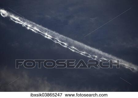 "Contrails with interruptions, Germany, Europe" View Large Photo Image Stock Photo - "Contrails with interruptions, Germany, Europe". Fotosearch