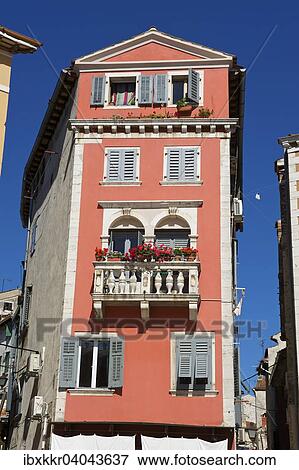 "Corner House, old town, Rovinj, Istria, Croatia, Europe" View Large Photo Image Stock Photo - "Corner House, old town, Rovinj, Istria, Croatia, Europe". Fotosearch