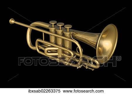 "Cornet against black, 3D illustration" View Large Photo Image Stock Photography - "Cornet against black, 3D illustration". Fotosearch