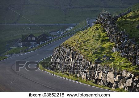 "Country road with old stone walls, Bour, Vagar, Faroe Islands, Denmark, Europe" View Large Photo Image Stock Photography - "Country road with old stone walls, Bour, Vagar, Faroe Islands, Denmark, Europe". Fotosearch