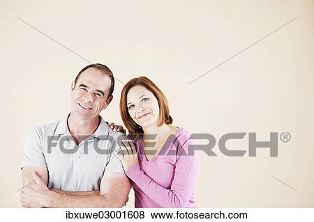 Stock Photo - "Couple smiling, Mannheim, Baden-Wurttemberg, Germany, Europe". Fotosearch