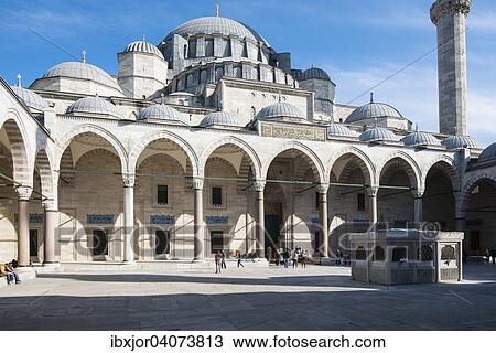 "Courtyard, Suleymaniye Mosque, 1550-1558, European side, Istanbul, Turkey, Asia" View Large Photo Image Stock Image - "Courtyard, Suleymaniye Mosque, 1550-1558, European side, Istanbul, Turkey, Asia". Fotosearch