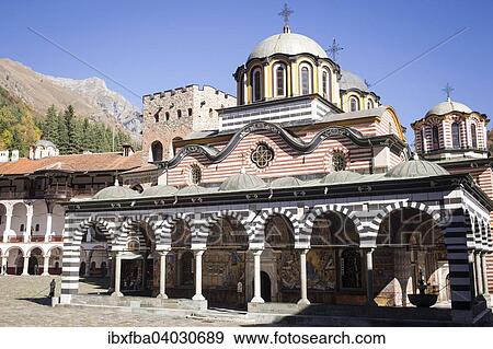 "Courtyard with abbey church, Rila Monastery, UNESCO World Heritage Site, Rila Mountains, Rila, Bulgaria, Europe" View Large Photo Image Stock Photo - "Courtyard with abbey church, Rila Monastery, UNESCO World Heritage Site, Rila Mountains, Rila, Bulgaria, Europe". Fotosearch
