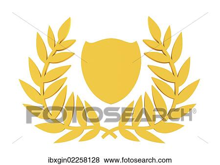 Stock Photo - "Crest, victory's laurels, 3D illustration". Fotosearch