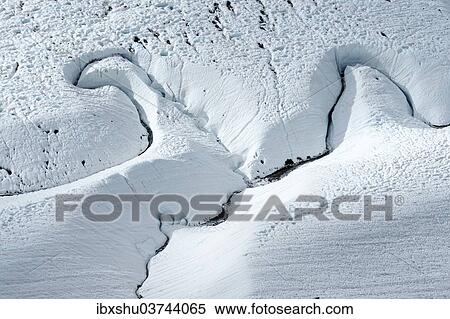 Stock Photography - "Crevasses on Gorner Glacier, Zermatt, Canton of Valais, Switzerland, Europe". Fotosearch