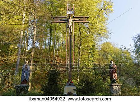 Stock Image - "Crucifixion group on the Calvary hill, Wolfratshausen, Upper Bavaria, Bavaria, Germany, Europe". Fotosearch