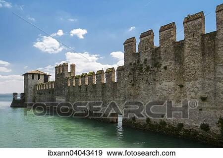 "Curtain wall of the Castello Scaligero, Scaliger Castle, Lake Garda, Sirmione, Province of Brescia, Lombardy, Italy, Europe" View Large Photo Image Stock Photo - "Curtain wall of the Castello Scaligero, Scaliger Castle, Lake Garda, Sirmione, Province of Brescia, Lombardy, Italy, Europe". Fotosearch