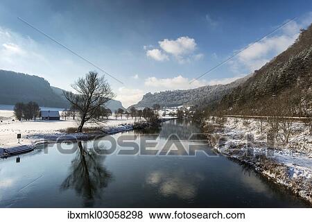 "Danube River in the wintry Upper Danube Valley, Hausen im Tal, Donautal, Baden-Wurttemberg, Germany, Europe" View Large Photo Image Stock Photo - "Danube River in the wintry Upper Danube Valley, Hausen im Tal, Donautal, Baden-Wurttemberg, Germany, Europe". Fotosearch