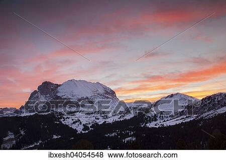 "Dawn on Plattkofel in winter, Saltria, Province of South Tyrol, Italy, Europe" View Large Photo Image Stock Photo - "Dawn on Plattkofel in winter, Saltria, Province of South Tyrol, Italy, Europe". Fotosearch