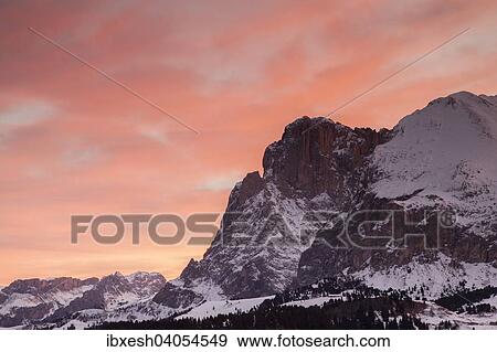 "Dawn on Plattkofel in winter, Saltria, Province of South Tyrol, Italy, Europe" View Large Photo Image Stock Photo - "Dawn on Plattkofel in winter, Saltria, Province of South Tyrol, Italy, Europe". Fotosearch
