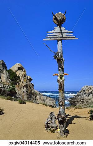 Stock Photography - "Decorated pole of the hippies in the Valle della Luna, Capo Testa, Province of Olbia-Tempio, Sardinia, Italy, Europe". Fotosearch