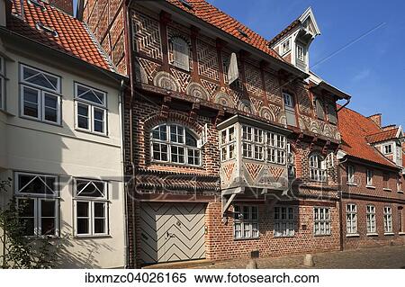 "Decorative facade of a half-timbered house, former brewery, from 1593, historic centre, Luneburg, Lower Saxony, Germany, Europe" View Large Photo Image Stock Photography - "Decorative facade of a half-timbered house, former brewery, from 1593, historic centre, Luneburg, Lower Saxony, Germany, Europe". Fotosearch