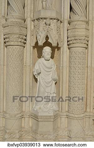Stock Image - "Depiction of a Saint at the entrance, Sibenik Cathedral or Katedrala sv. Jakova, Unesco World Heritage Site, Sibenik, Dalmatia, Croatia Cathedral". Fotosearch