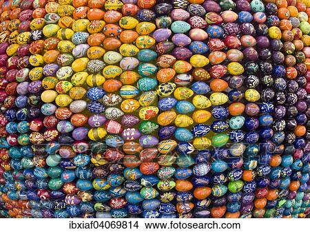 Picture - "Detail of big sculpture made from many hand painted eggs, at Kiev Pechersk Lavra or Kyiv Pechersk Lavra, Kiev Monastery of the Caves, Kiev, Ukraine, Europe". Fotosearch