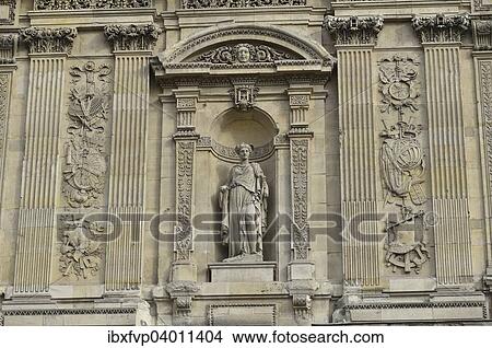 Picture - "Detail of the facade of the Musee du Louvre, Paris, France, Europe". Fotosearch