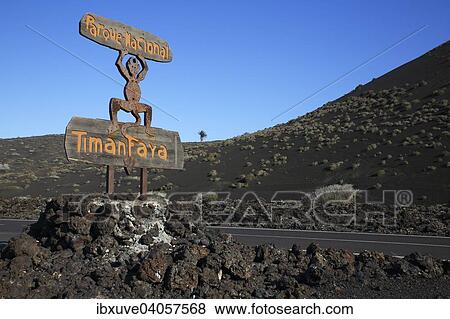 Stock Photo - "Devil sculpture in the Timanfaya National Park, Montanas del Fuego, Fire Mountains, volcanic landscape, Lanzarote, Canary Islands, Spain, Europe". Fotosearch
