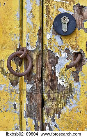 Picture - "Dilapidated door, Ingerkingen, Baden-Wuerttemberg, Germany, Europe". Fotosearch