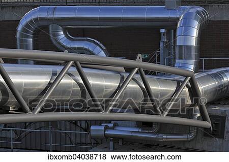 "District heating pipeline on a pipeline bridge over the Berlin-Spandau Ship Canal, Moabit power plant, Moabit, Mitte district, Berlin, Germany, Europe" View Large Photo Image Stock Photo - "District heating pipeline on a pipeline bridge over the Berlin-Spandau Ship Canal, Moabit power plant, Moabit, Mitte district, Berlin, Germany, Europe". Fotosearch