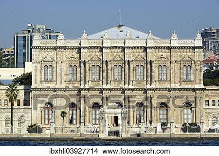 Picture - "Dolmabahce Palace, Dolmabahce Sarayi, from the Bosphorus, Besiktas, Istanbul, European side, Turkey, Asia". Fotosearch