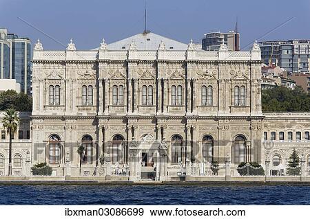 Stock Photo - "Dolmabahce Palace, Dolmabahce Sarayi, seen from the Bosphorus, Besiktas, Istanbul, European side, Istanbul Province, Turkey, European side, Europe". Fotosearch