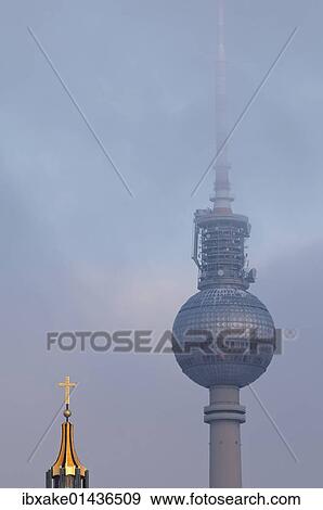 Stock Photo - "Dome cross of the Deutsches Historisches Museum, German Historical Museum, and tv tower, Berlin, Germany, Europe". Fotosearch