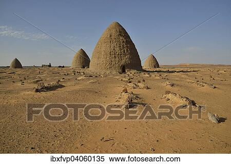 Stock Photography - "Domed mausoleums, called Qubbas, Old Dongola, Northern, Nubia, Sudan, Africa". Fotosearch