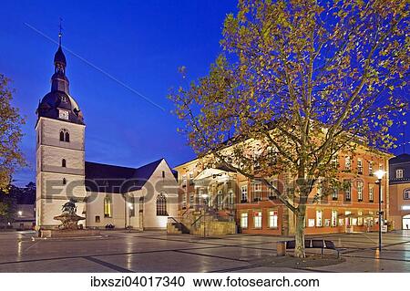 Stock Image - "Downtown with Redeemer Church and Town Hall, Detmold, North Rhine-Westphalia, Germany, Europe". Fotosearch