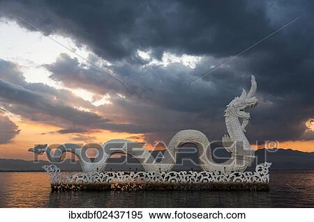 Stock Photography - "Dragon, sculpture, Kwan Phayao Lake, Phayao Province, Thailand, Asia". Fotosearch