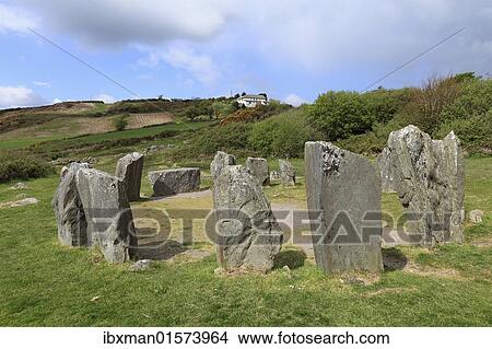 Picture - "Drombeg Stone Circle, Megalithic culture, Glandore, Republic of Ireland, British Isles, Europe". Fotosearch