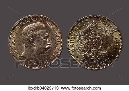 Stock Image - "Dt. Empire 20 Mark Gold, Wilhelm II". Fotosearch