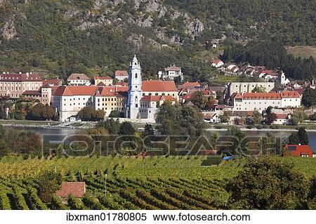 "Duernstein, view over vineyards near Rossatz and the Danube river, Wachau valley, Waldviertel region, Mostviertel region, Lower Austria, Austria, Europe" View Large Photo Image Stock Photography - "Duernstein, view over vineyards near Rossatz and the Danube river, Wachau valley, Waldviertel region, Mostviertel region, Lower Austria, Austria, Europe". Fotosearch