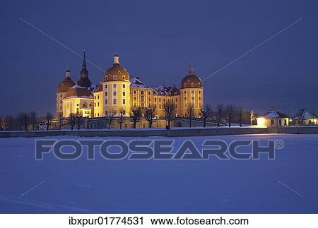 "Dusk with snow, Schloss Moritzburg castle, Moritzburg, Saxony, Germany, Europe" View Large Photo Image Stock Image - "Dusk with snow, Schloss Moritzburg castle, Moritzburg, Saxony, Germany, Europe". Fotosearch