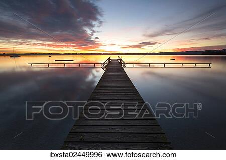 Stock Photograph - "Early morning at Lake Starnberg in autumn, near Tutzing, Bavaria, Germany, Europe, PublicGround, Europe". Fotosearch