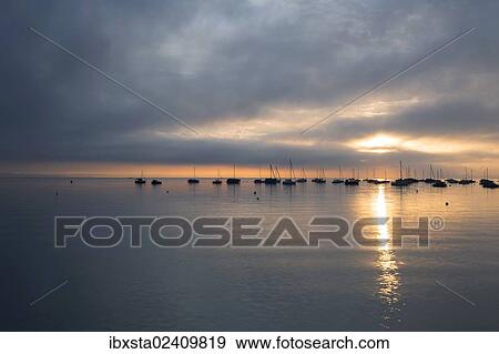 Stock Photo - "Early morning mood on Lake Constance near Landschlacht, Switzerland, Europe, PublicGround, Europe". Fotosearch