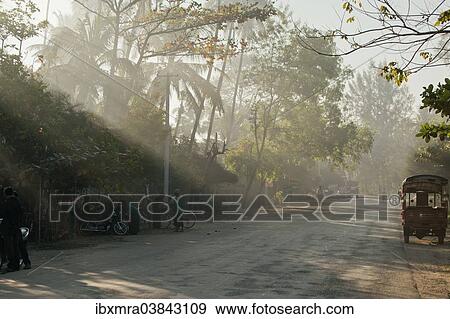 "Early morning on a village road, sun rays, Ngapali Beach, Thandwe, Myanmar, Asia" View Large Photo Image Stock Photo - "Early morning on a village road, sun rays, Ngapali Beach, Thandwe, Myanmar, Asia". Fotosearch