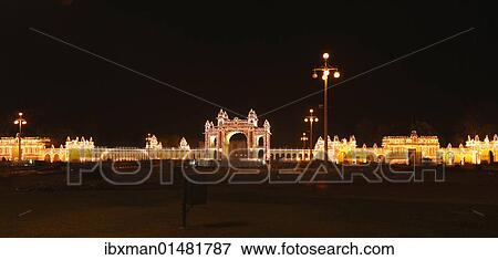 "East Gate of the Maharaja's Palace Mysore Palace, Sunday illumination with incandescent lamps, Mysore, Karnataka, South India, India, South Asia, Asia" View Large Photo Image Stock Photo - "East Gate of the Maharaja's Palace Mysore Palace, Sunday illumination with incandescent lamps, Mysore, Karnataka, South India, India, South Asia, Asia". Fotosearch