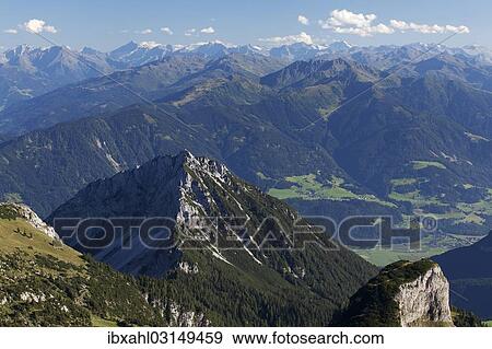 "Ebner Joch Pass and the Tux Alps seen from Hochriss Mountain in Rofan, Maurach, Tyrol, Austria, Europe" View Large Photo Image Stock Photo - "Ebner Joch Pass and the Tux Alps seen from Hochriss Mountain in Rofan, Maurach, Tyrol, Austria, Europe". Fotosearch