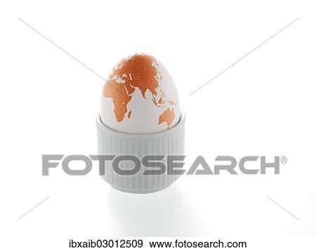 Stock Photo - "Egg as a globe with Europe, Africa, Asia, Australia, Oceania". Fotosearch