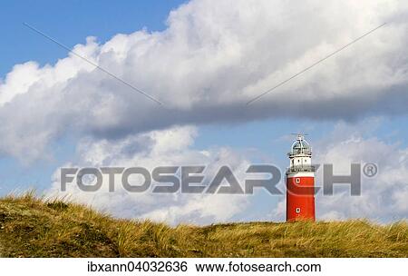 Stock Photograph - "Eierland Lighthouse with dunes, De Cocksdorp, Texel, West Frisian Islands, North Holland, Holland, The Netherlands, Europe". Fotosearch