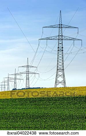 "Electric power transmission line through a field of sunflowers, Altomunster, Upper Bavaria, Bavaria, Germany, Europe" View Large Photo Image Stock Photo - "Electric power transmission line through a field of sunflowers, Altomunster, Upper Bavaria, Bavaria, Germany, Europe". Fotosearch