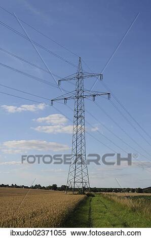 Stock Photography - "Electricity pylon near Alzey, Rhineland-Palatinate, Germany, Europe". Fotosearch