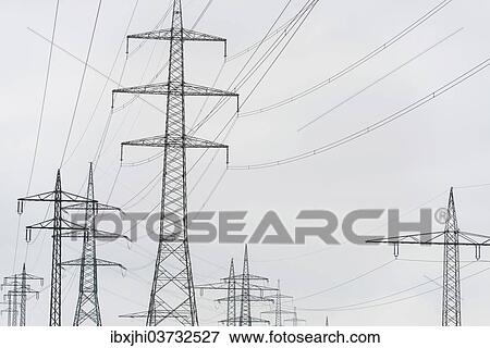 Stock Photo - Electricity pylons. Fotosearch
