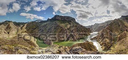 "Embalse Presa del Parralillo reservoir, also called """"the green lake"""", in the mountains of Caldera de Tejeda, also called a """"petrified storm"""", Artenara Region, Gran Canaria, Canary Islands, Spain, Europe, PublicGround, Europe" View Large Photo Image Stock Photo - "Embalse Presa del Parralillo reservoir, also called """"the green lake"""", in the mountains of Caldera de Tejeda, also called a """"petrified storm"""", Artenara Region, Gran Canaria, Canary Islands, Spain, Europe, PublicGround, Europe". Fotosearch