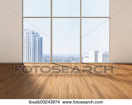 Empty room in front of a skyline View Large Photo Image Picture - Empty room in front of a skyline. Fotosearch