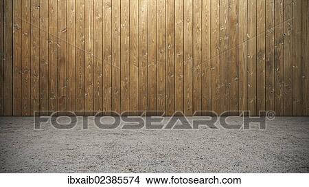 "Empty room, wall made of wooden boards, concrete, stone floor" View Large Photo Image Picture - "Empty room, wall made of wooden boards, concrete, stone floor". Fotosearch