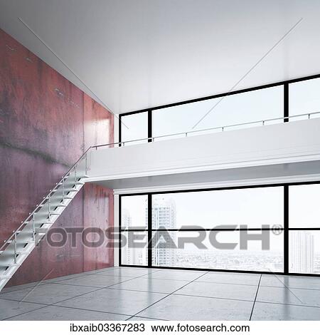 Empty room with a gallery level View Large Photo Image Stock Image - Empty room with a gallery level. Fotosearch
