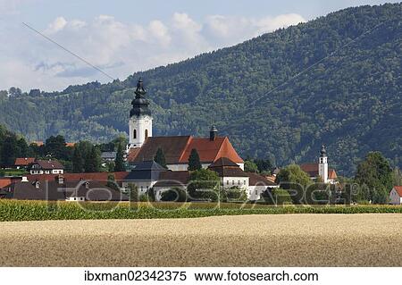 Stock Photography - "Engelszell Abbey, Engelhartszell an der Donau, Innviertel region, Upper Austria, Austria, Europe, PublicGround, Europe". Fotosearch